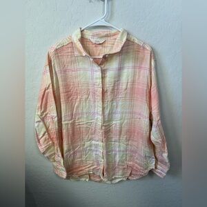 Lily Pink and Cream Plaid Button-Up Shirt